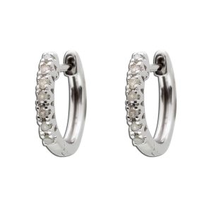 Diamant Klappcreolen Weißgold 333 8K Natur Diamanten 0.125ct