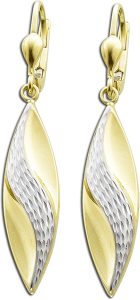 Goldohrringe Bicolor Gelbgold Weißgold 333 8K