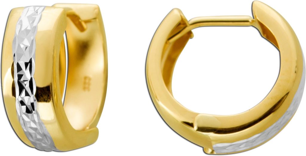 Creolen 13mm Gelbgold Weißgold 333 8 Karat Bicolor