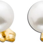 Perlen Ohrringe Gelbgold 375 9 Karat Süßwasserzuchtperlen 9mm