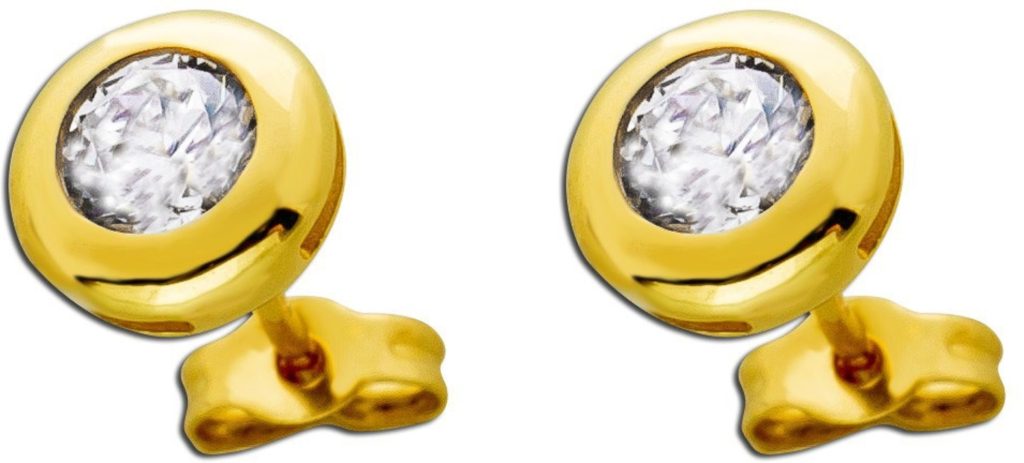 Solitär Ohrstecker Gelbgold 333 8K weiße Zirkonia Brillantlook