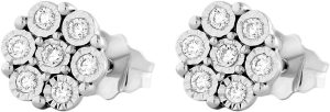 Blumen Ohrstecker Weißgold 375 9K Natur Diamanten 0.14ct