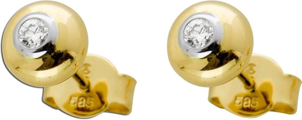 Solitär Ohrringe Gold Weißgold 585 14K Natur Diamanten