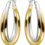 Creolen 27mm Gelbgold Weißgold 375 9 Karat Bicolor