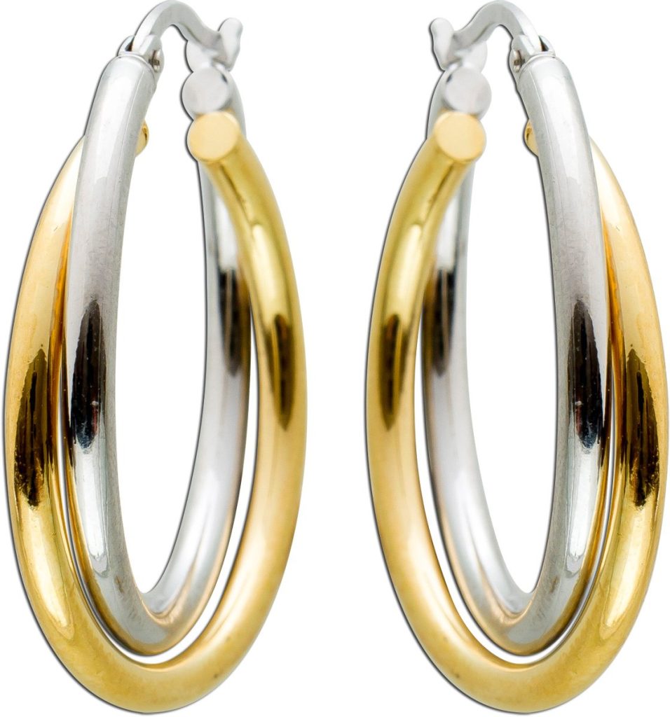 Creolen 27mm Gelbgold Weißgold 375 9 Karat Bicolor