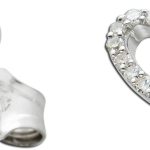 Herzohrstecker Weißgold 585 14K Natur Diamanten 0.09ct