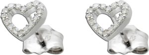 Herzohrstecker Weißgold 585 14K Natur Diamanten 0.09ct
