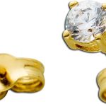 Solitär Ohrstecker Gelbgold 585 14 Karat weiße Zirkonia