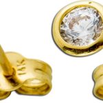 Solitär Ohrstecker Gelbgold 585 14 Karat weiße Zirkonia