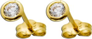 Solitär Ohrstecker Gelbgold 585 14 Karat weiße Zirkonia