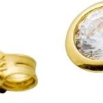 Solitär Ohrstecker Gelbgold 585 14 Karat weisse Zirkonia Brillantlook