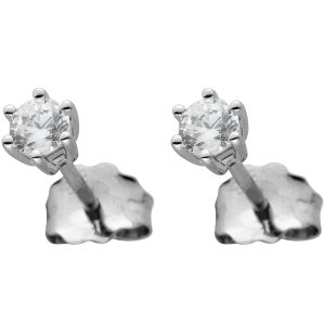 Solitär Ohrstecker Weißgold 585 14 Karat Natur Diamanten 0.20ct