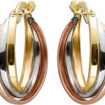 Dreifarbige Tricolor Creolen 333 8K Gelbgold Weissgold Rosegold Triniti