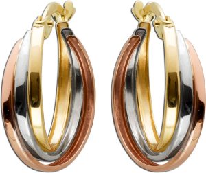 Dreifarbige Tricolor Creolen 333 8K Gelbgold Weissgold Rosegold Triniti