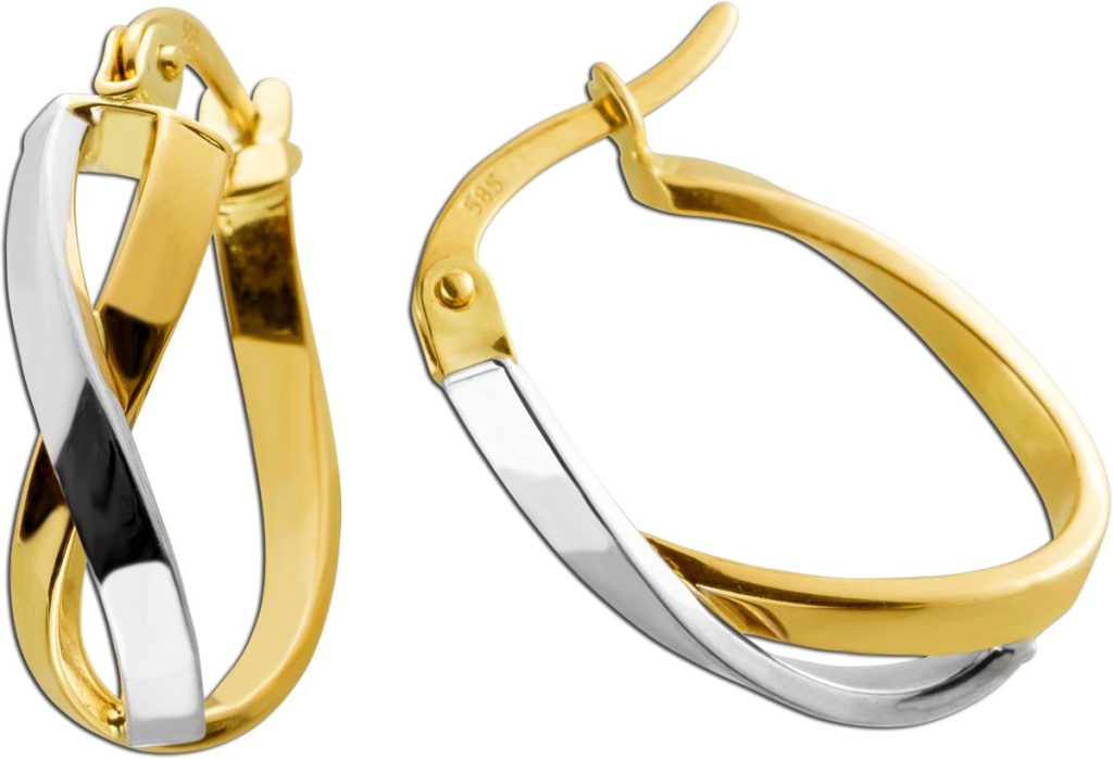 Creolen 17mm Gelbgold Weißgold 333 8 Karat Bicolor
