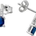 Saphir Ohrstecker Weißgold 585 14K Diamanten Natur Edelsteine