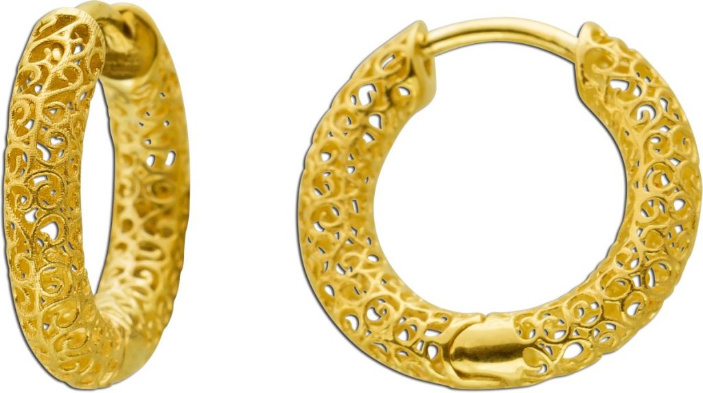 Creolen Gelbgold 333 8K poliert 15mm klapp Scharnier