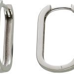 Ovale Hoops Creolen Ohrringe Weißgold 585 14K Klapp Scharnier