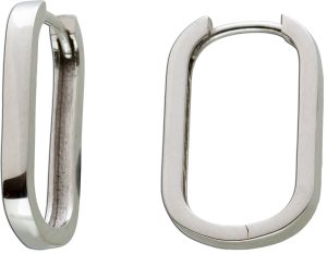 Ovale Hoops Creolen Ohrringe Weißgold 585 14K Klapp Scharnier
