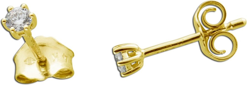 Solitär Ohrstecker 0.10ct F VS Gelbgold 585 14K Lab Grown Diamonds