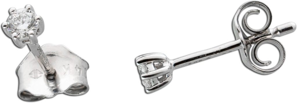 Solitär Ohrstecker 0,10ct F VS Weißgold 585 14K Lab Grown Diamonds