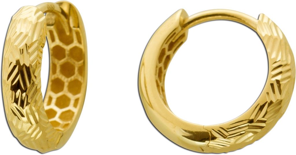 Creolen 12mm Gelbgold 333 8 Karat gemustert