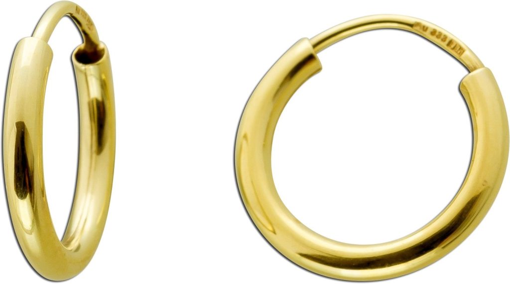 Creolen 13mm Gelbgold 333 8 Karat flexibel Hoops
