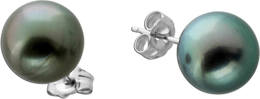 Tahiti Perlen Ohrstecker Weißgold 585 14K Perlen 10.5mm
