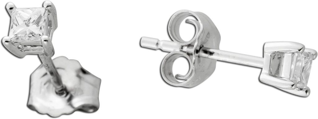 Diamant Ohrstecker 0.20ct Weißgold 585 14K Lab Grown Princess Cut