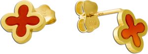 Kleeblatt Ohrstecker Gold 333 8K roter Natur Karneol