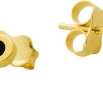 Kleeblatt Ohrstecker Gelbgold 333 8K schwarzer Natur Onyx Edelstein