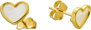 Herz Ohrstecker Gelbgold 333 8K weißer Natur Perlmutt