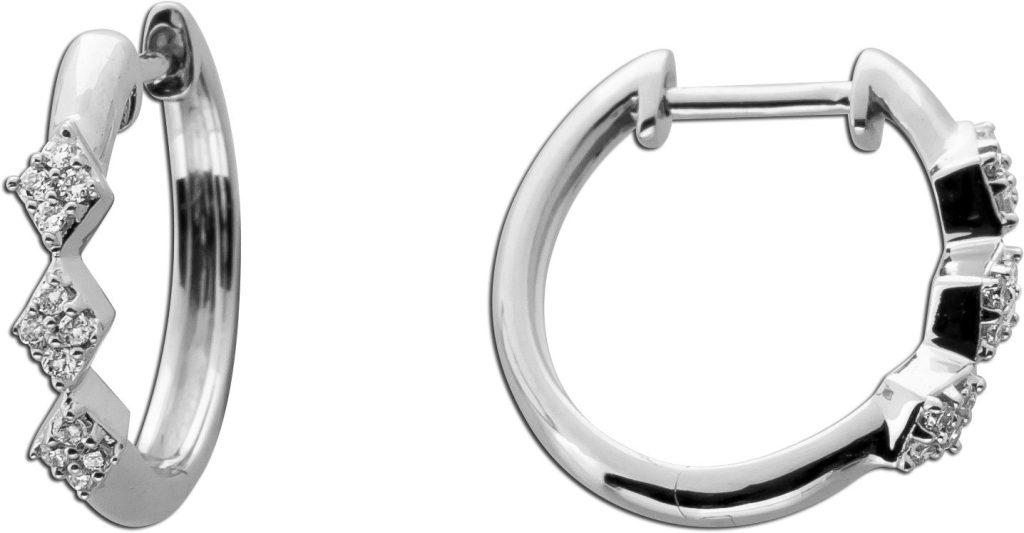 Diamant Creolen Weißgold 375 9K Lab Grown Diamanten 0.07ct