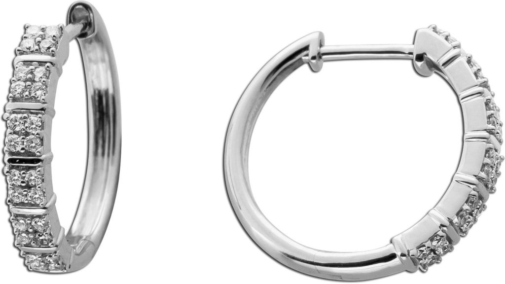 Brillant Creolen Weißgold 375 9K Lab Grown Diamanten 0.15ct