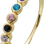 Damen Ring Gelbgold 333 8 Karat bunte Zirkonia Edelsteinlook