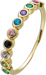 Damen Ring Gelbgold 333 8 Karat bunte Zirkonia Edelsteinlook