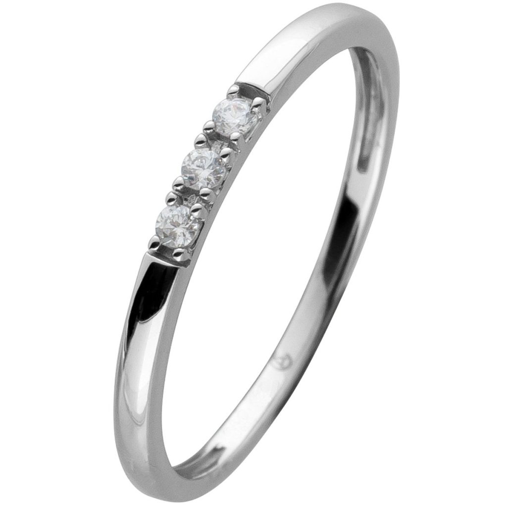 Memoire Alliance Brillant Ring Weißgold 585 14K Diamanten 0.05ct