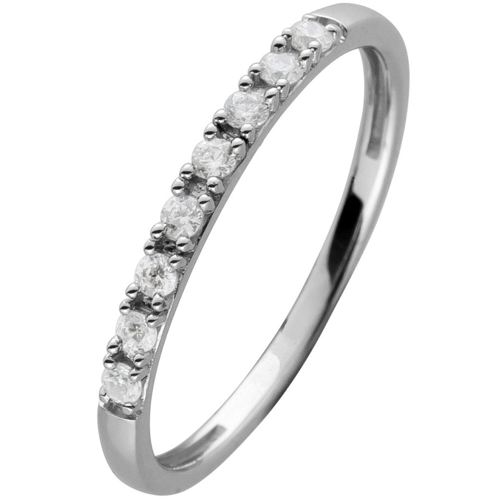 Memoire Alliance Brillant Ring Weißgold 585 14K Diamanten 0.15ct W SI