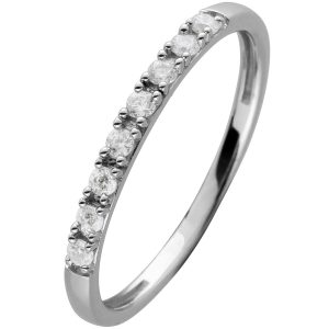Memoire Alliance Brillant Ring Weißgold 585 14K Diamanten 0.15ct W SI