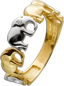 Elefanten Ring Gelbgold Weißgold 333 8 Karat