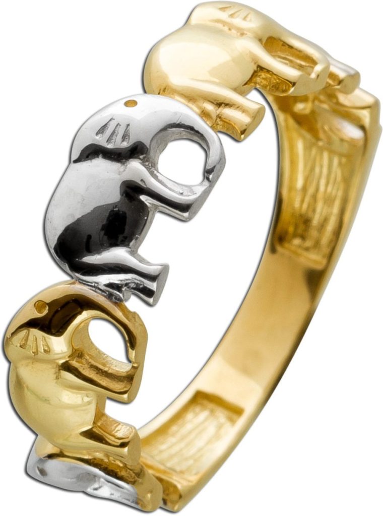 Elefanten Ring Gelbgold Weißgold 333 8 Karat