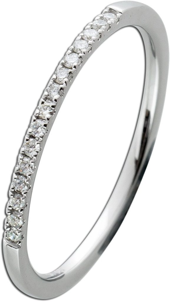 Memoire Alliance Brillant Ring Weißgold 585 14K Diamanten 0.12ct