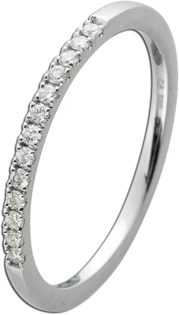 Memoire Alliance Brillant Ring Weißgold 585 14K Diamanten 0.15ct