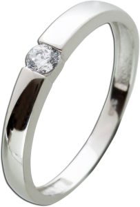 Solitär Ring Weißgold 375 9 Karat weißer Zirkonia Verlobungsring