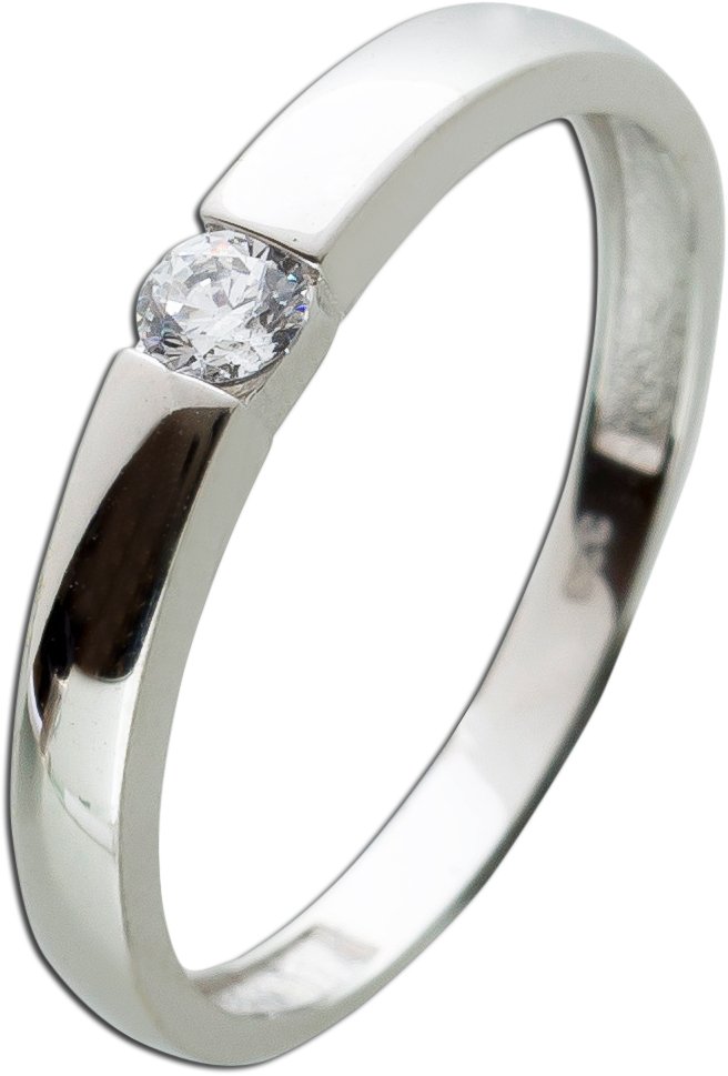 Solitär Ring Weißgold 375 9 Karat weißer Zirkonia Verlobungsring