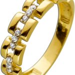 Damenring Gelbgold 333 8 Karat Dia Zirkonia Ketten Cuban