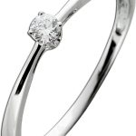 Solitär Ring Weißgold 585 14 Karat Diamant 0.08ct W SI