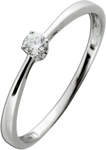 Solitär Ring Weißgold 585 14 Karat Diamant 0.08ct W SI