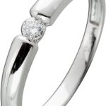 Solitär Ring Weißgold 585 14 Karat Diamant 0.08ct W SI