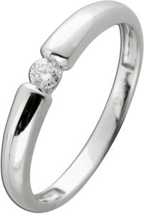 Solitär Ring Weißgold 585 14 Karat Diamant 0.08ct W SI